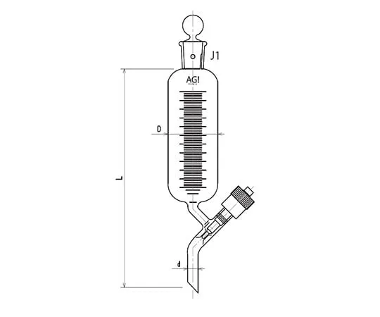 61-0186-94 Cylindrical Dropping Funnel Needle Valve 30mL 3730-30N