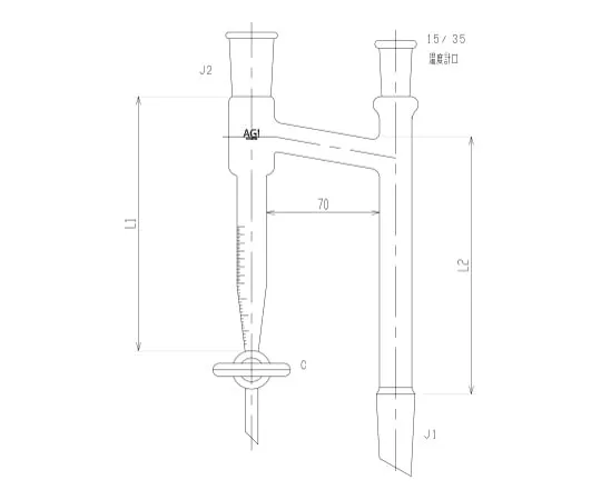 62-2110-43 Distilling Receiver PTFE Cock with Thermometer Port 3660-10-4L