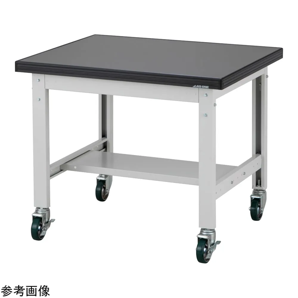 4-5053-01 Chemical resistant load-bearing workbench (with lower shelf and casters) approx. 42 kg AWT-0975CL