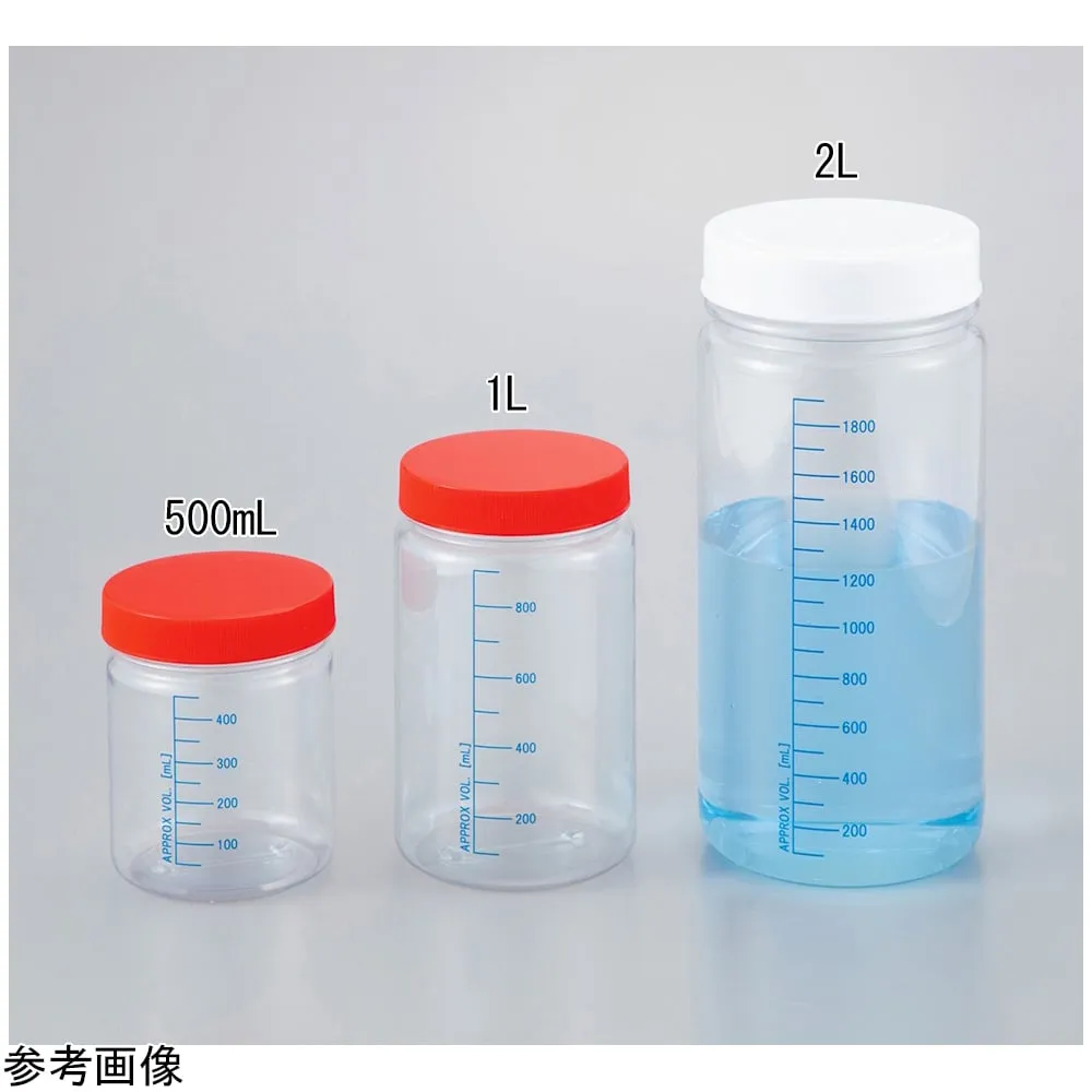 4-3899-51 Wide Mouth T-shaped Bottle (made Of Clear PVC with Blue Scale) 50 Bottles 500mL