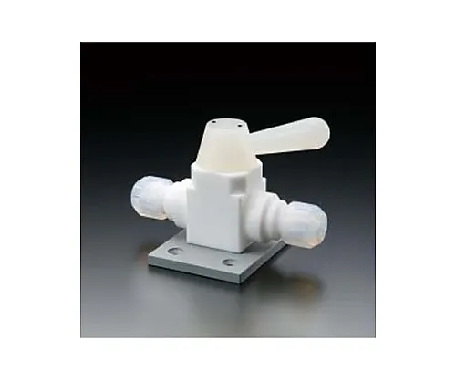 61-3538-43　［Discontinued］Fluorocarbon Resin Two-Way Ball Valve Connection Type with Base 6φ　NR1669-01