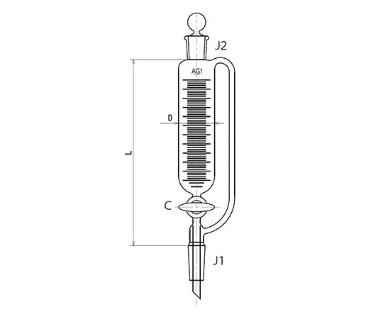 61-0187-93 Balance Type Dropping Funnel Glass Cock 30mL 3744-30-3L