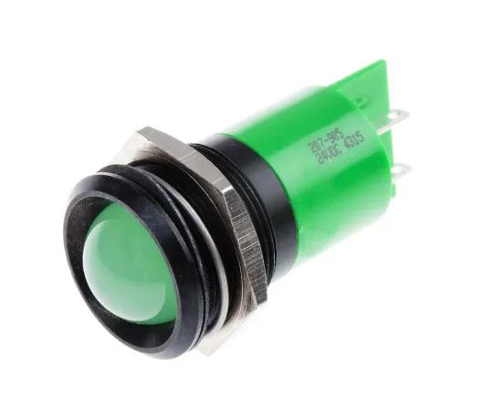 63-4586-20 RS PRO Green Indicator, 24 V dc, 22mm Mounting Hole Size, Solder Tab Termination 207-905