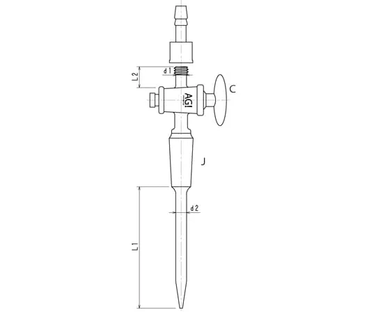 65-2346-04 Capillary Tube Glass Cock Water Connector with Tap 15/25 3388-1L-W