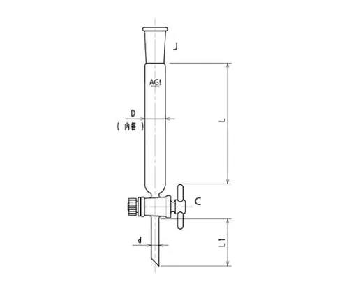 61-4710-64 Chromatography Column (Standard Taper Joint, with PTFE Cock) 3814-10/300-3L