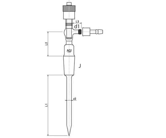 65-2346-16 Capillary Tube with High Vacuum Greaseless Valve Core Rod Material: PTFE Water Connector Specification 15/25 3390-1L-V-W