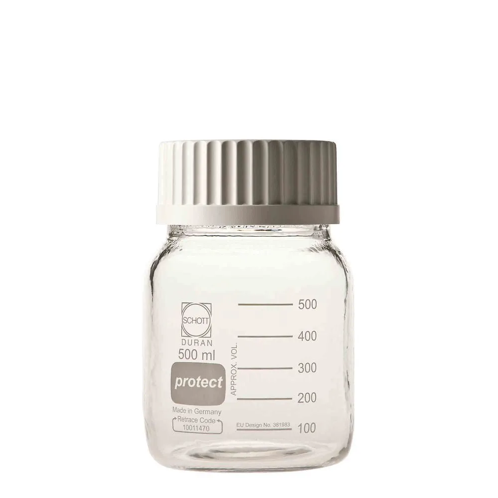 1-2227-01 Wide-Mouth Screw-Top Bottle (DURAN(R)) Cap White 500mL Safety Coat Specification 017250-4500A