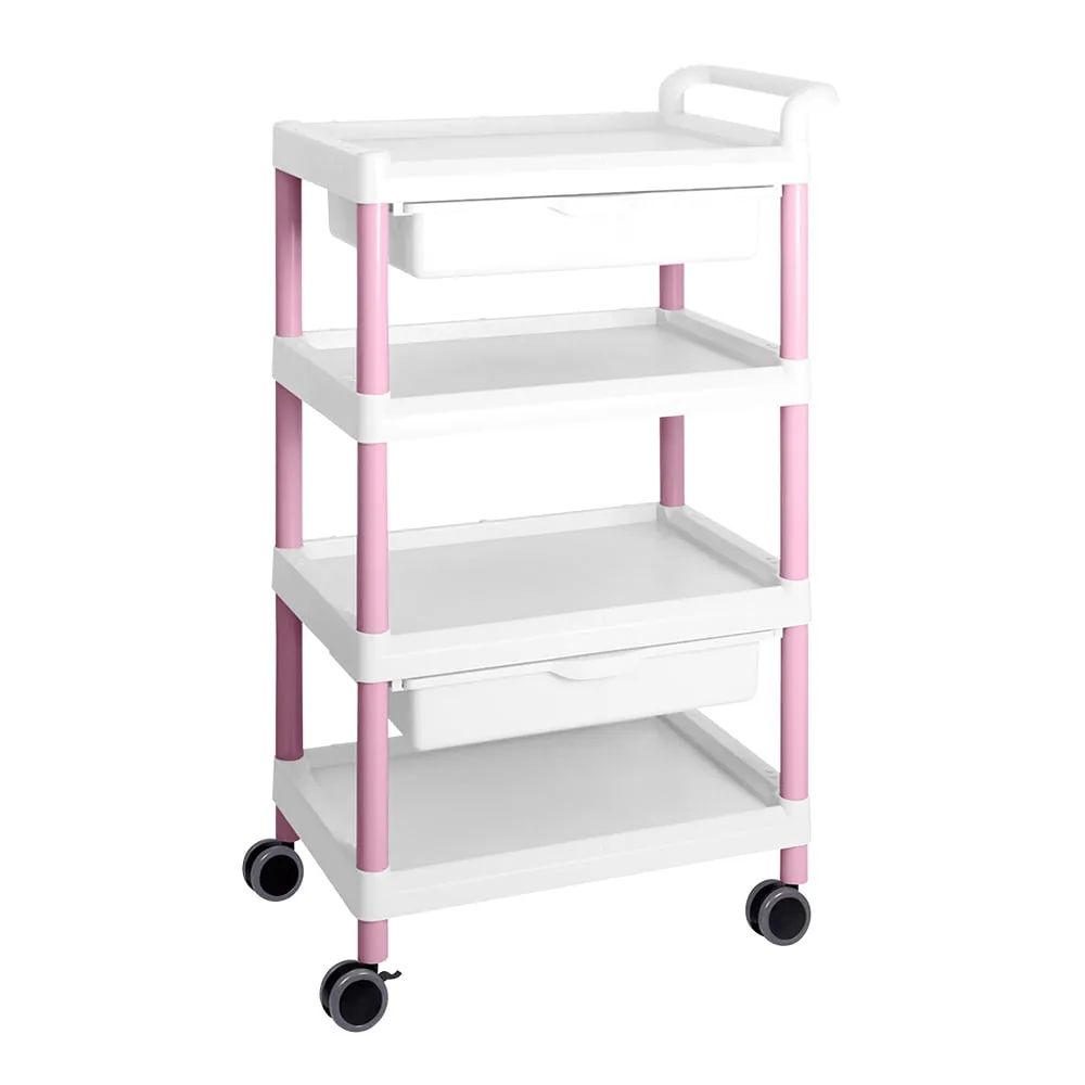3-6644-06 Mobile Easy Cart (Tall Type/Wide 32) Pink 4 Stages Wiith Drawer ME32F