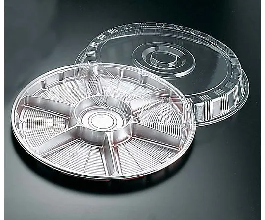 62-6652-62 Circle Tray with Transparent Lid (20 Sets) Silver (7 Dividers) FP-8