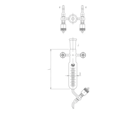 63-2589-13 Sampling Receiver with high vacuum Greaseless valve 3620-20V-3L