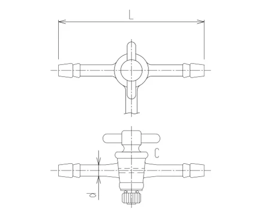 62-2090-06　［Discontinued］PTFE Three-Way Stopper 1/5 Taper PTFE Stopper/With Rubber　2126-16