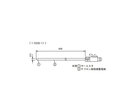 1-5332-11 Temperature Sensor Fluororesin Coated Sensor φ2.2mm TR-5106