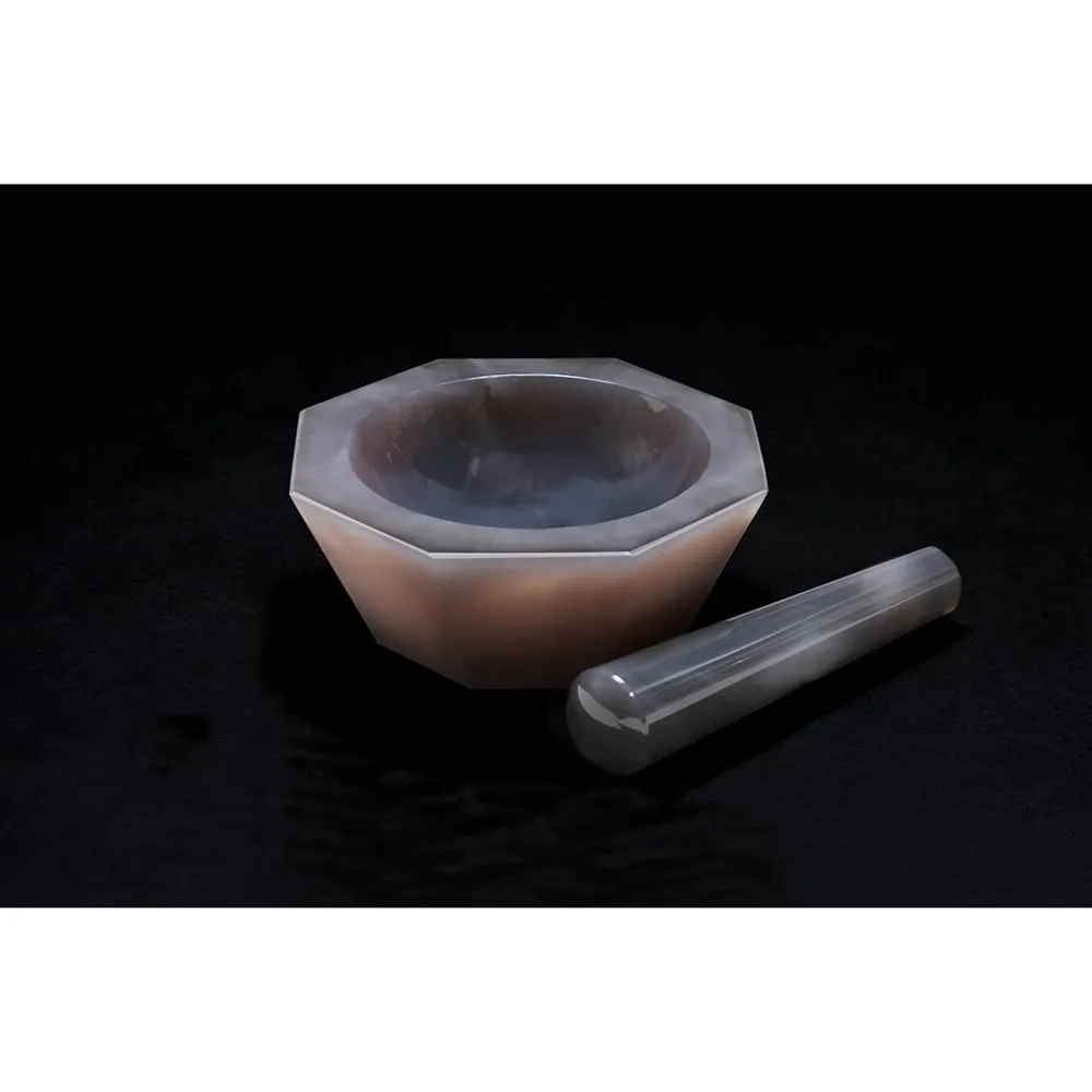 6-546-01 Agate Mortar Shallow Type 35 x 40 x 10 with Pestle -