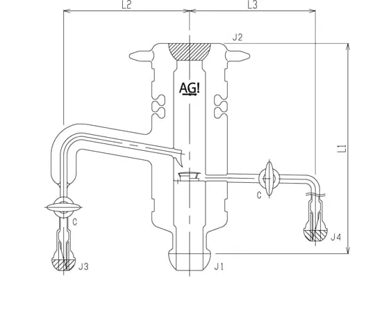 65-1839-67 Gas-Liquid Sampling Adapter with Glass Cock Plating 35/25 150 mm 3586-HE-P