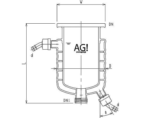 62-2097-11 Double Tube Separable Reaction Vessel with Media Baffle, Hose Port Type, with Valve Seat 3010-0585A-H