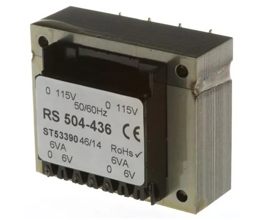 63-4636-62 6V ac 2 Output Through Hole PCB Transformer, 12VA 504-436