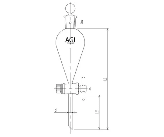 61-0186-26 Squibb Type Separatory Funnel PTFE Cock 30mL 3710-30