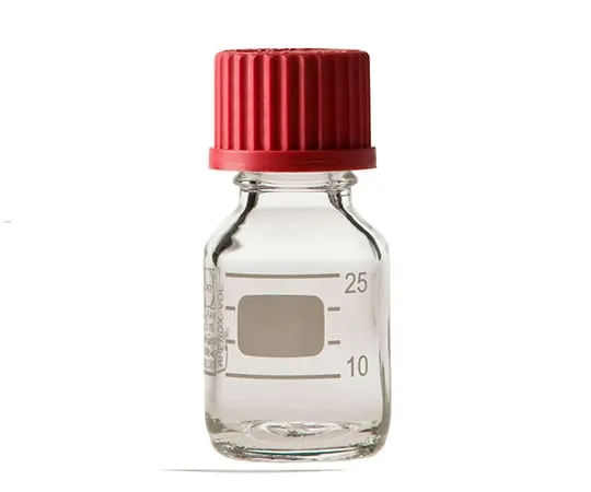 2-076-12 Screw-Top Bottle Round White (DURAN(R)) with Red Cap 25mL 017200-2511A