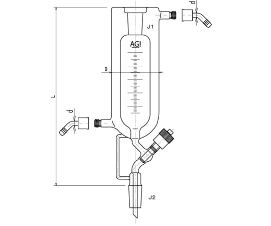 65-1839-97 Full Jacket with High Vacuum Greaseless Valve Separable High Vacuum Greaseless Valve PTFE Water Connector Specification 100 mL 3605-100V-3L-W