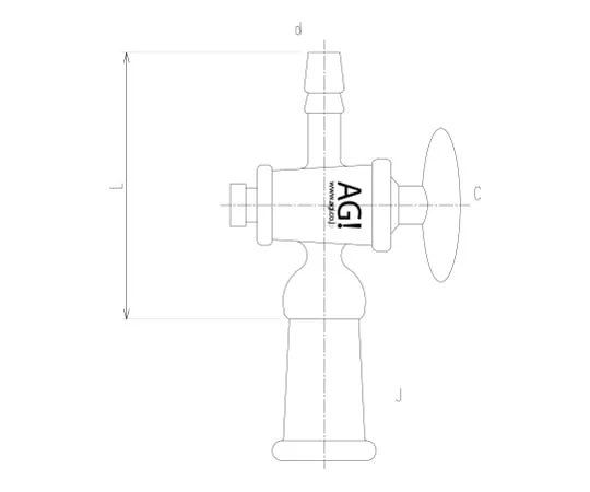 62-2092-95 Exhaust Straight Tube Female with Glass Cock 2416-1L
