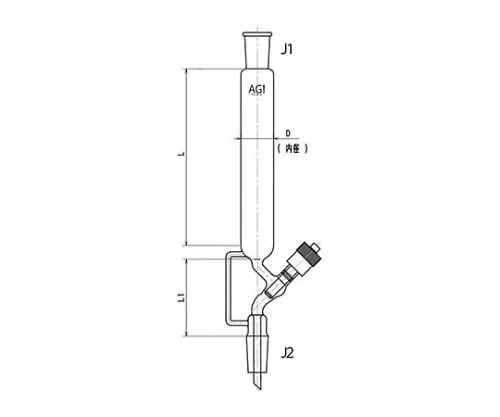 61-4711-61 Chromatography Column with High Vacuum Greaseless Valve (Standard Taper Joint, Upper and Lower) 3822-10/300V-3L