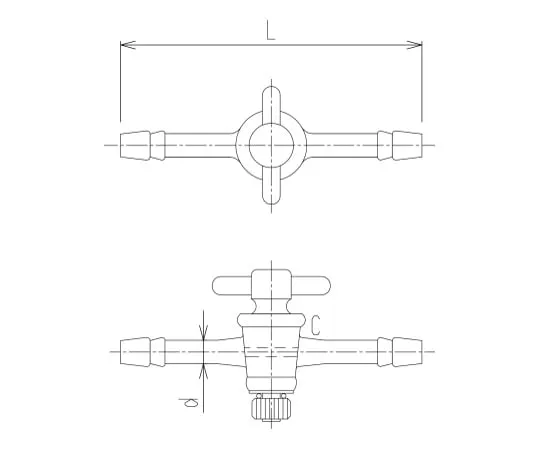 62-2089-96　［Discontinued］PTFE 2-Way Stopper 1/5 Taper PTFE Stopper/With Rubber　2122-13