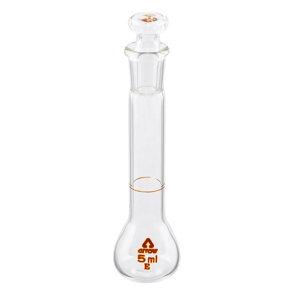 6-243-01-56 Transparent Graduated Volumetric Flask (Hard Glass) White 5mL with English Calibration Certificate