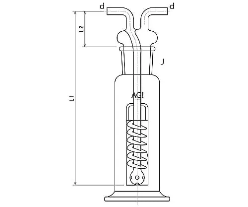 61-3630-27 Ichinose Type Gas-Washing Bottle 1000mL 4112-1000