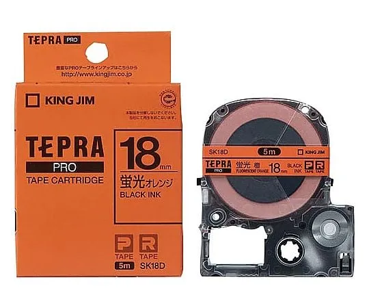 61-0601-14 Tepra PRO Label Printer Tape Cartridge Black Characters On Orange 18mm Width SK18D
