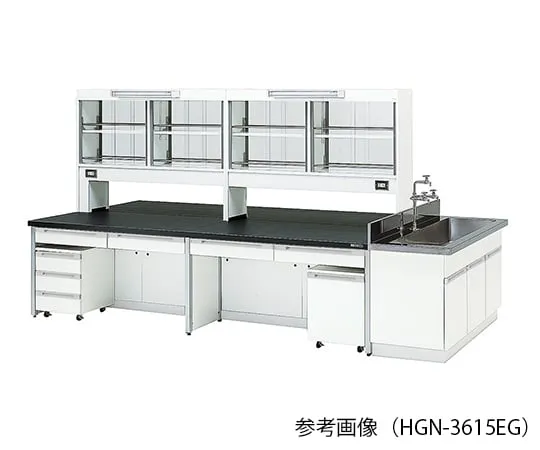 3-7874-01 Laboratory center bench (Frame Type) 2400 x 1200 x 800/1870mm glass door with LED lighting HGN-2412EG