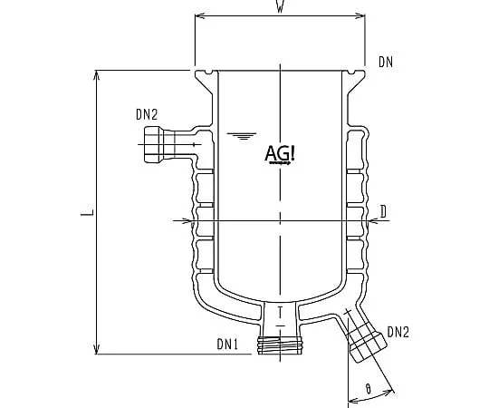 62-2114-91 Double Tube Reaction Vessel with Medium Baffle 3958-1000-M