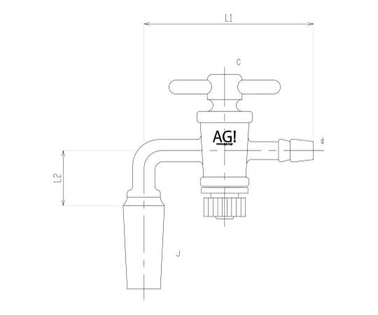 62-2093-21 Exhaust Curved Tube 90 ° Male with PTFE Cock 2426-1L