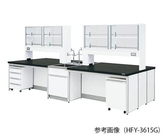 3-7848-01 Laboratory center bench (Frame Type) 2400 x 1200 x 800/1800mm with glass doors HFY-2412G