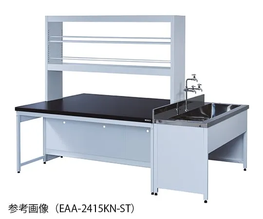 3-4149-01 Central Laboratory Bench Steel Type, Flat, Reagent Shelf, with Sink 2400 x 1500 x 800/1900 EAA-2415N-ST