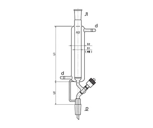 61-4713-67 Double-Pipe Chromatography Column with High Vacuum Greaseless Valve (Upper and Lower Standard Taper Joint, with Filter) 3846-10/300V-3L