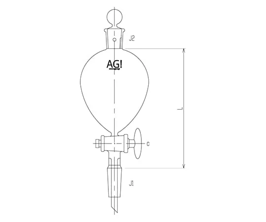 61-0186-35 Sphere Separatory Funnel with Sliding Glass Cock 100mL 3716-100-3L