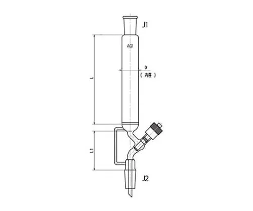 61-4712-10 Chromatography Column with High Vacuum Greaseless Valve (Upper and Lower Standard Taper Joint, with Filter) 3826-10/300V-3L