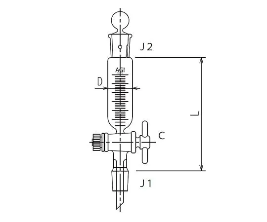61-0187-45 Semi-Micro Cylindrical Dropping Funnel with Sliding PTFE Cock 10mL 3738-10-1M