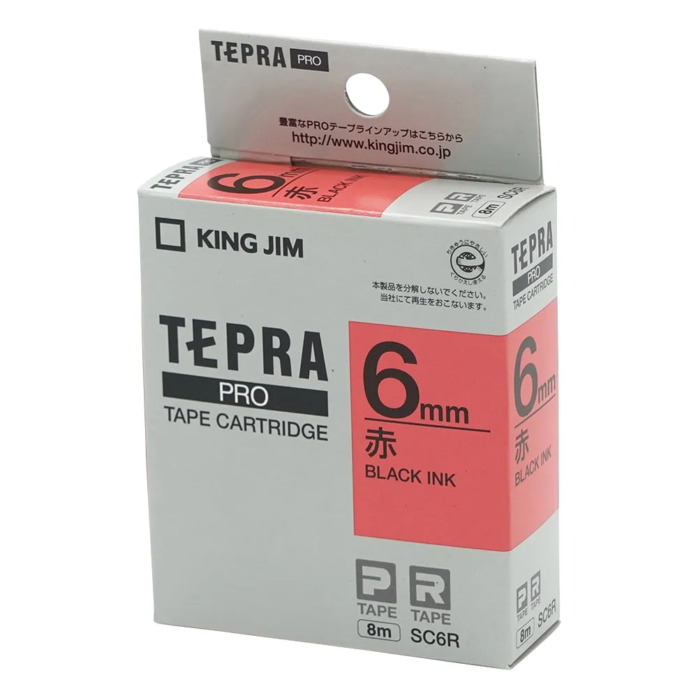 6-4007-01 Tepra PRO Label Printer Tape Cartridge Red SC6R