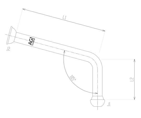 62-2095-54 L-shaped Connecting Tube 2575-B-100