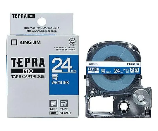 61-0600-62 Tepra PRO Label Printer Tape Cartridge White Characters On Blue 24mm Width SD24B