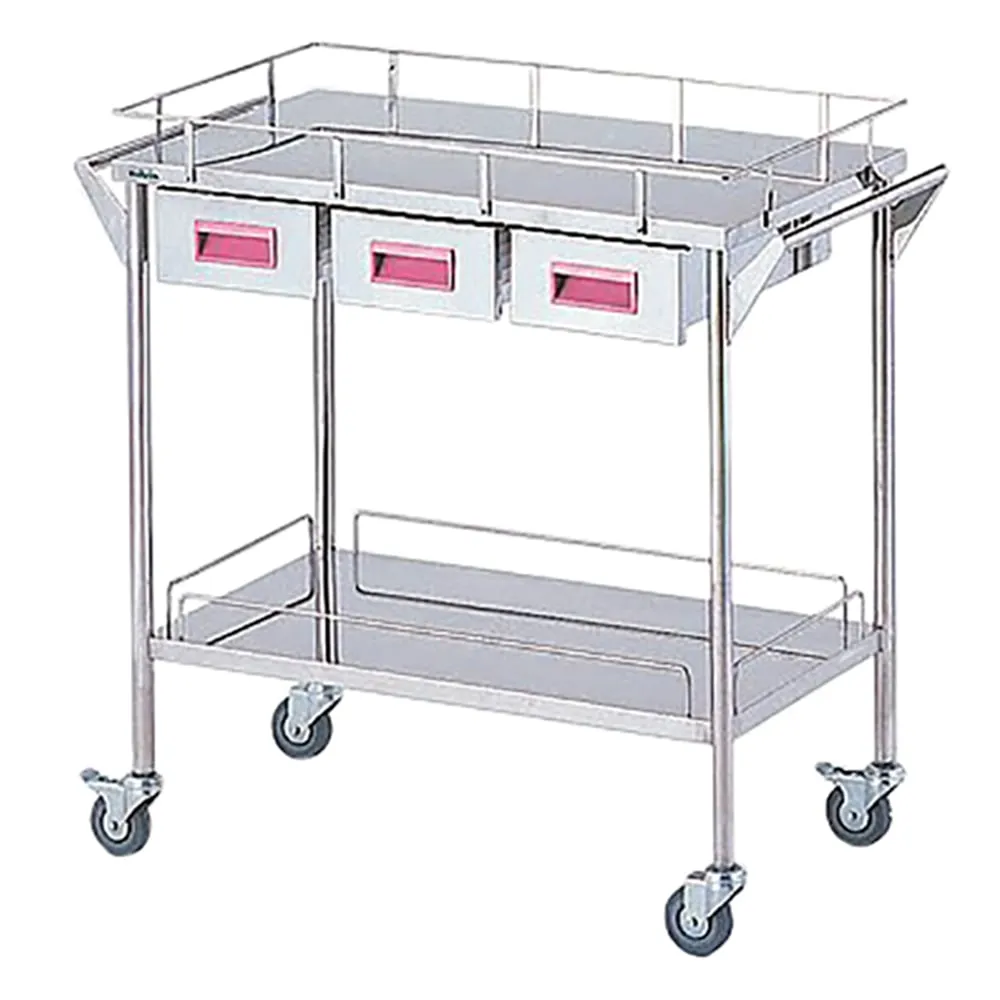 8-2529-03 Storage Stainless Steel Cart 2 Stages Knob Pink 750 x 450 x 835mm CHW-2H-P