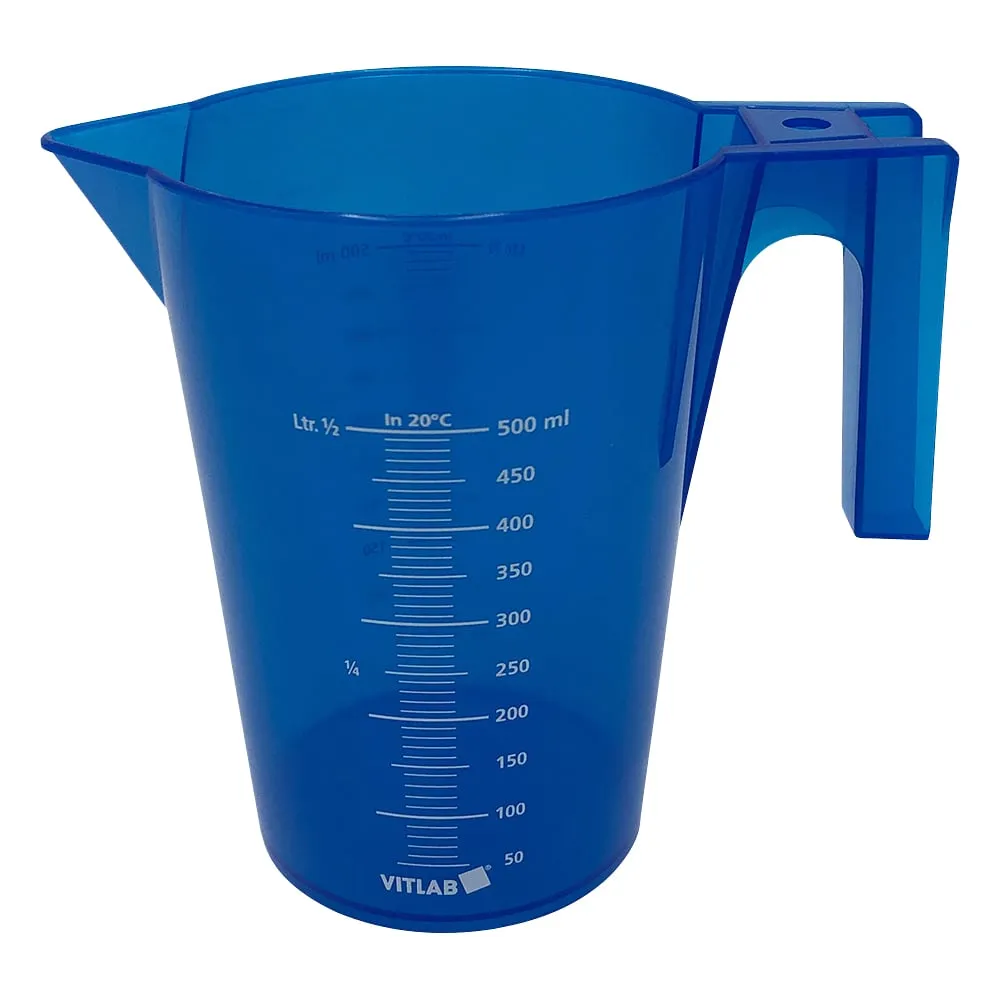 4-2227-01 Colorful with handle Beaker (Stacking Type) 500 mL Blue 481942