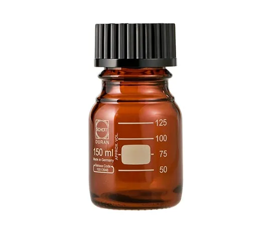 61-4411-44 Screw Cap Bottle (Medium Bottle) Amber with Black Cap 150mL 017210-1502A