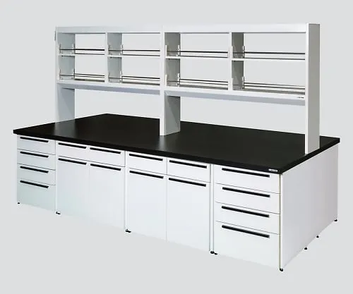 3-4200-01 Unit Central Laboratory Bench Steel Type, Flat Type, with Reagent Shelf 1800 x 1500 x 800/1915 SSBJ-1815