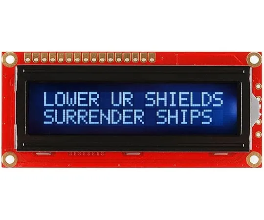 67-0425-06 SparkFun Basic 16x2 Character LCD - White on Black, 5V (with Headers) LCD-18160