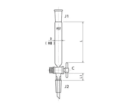 61-4711-49 Chromatography Column (Standard Taper Joint) (with PTFE Cock) 3822-10/300-3L