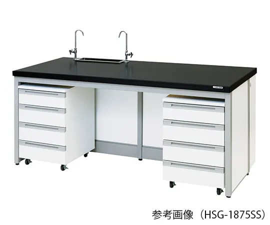 3-9998-11 Laboratory side bench (Flame type with spot sink) 900 × 750 × 800mm HSG-975SS