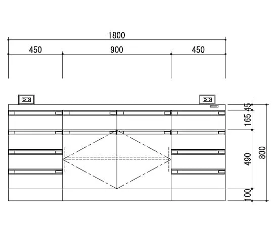 3-3851-01 Central Laboratory Bench Wooden White Riser, 1800 x 1200 x 800 SAOA-1812W