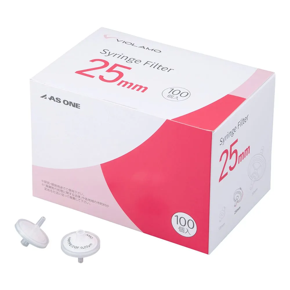 4-6109-01 Violamo 2 Layer Structure Syringe Filter (Hydrophilic PTFE) 0.22 μm φ25 mm 1 Box (100 Pieces) PTFEG-025S022I